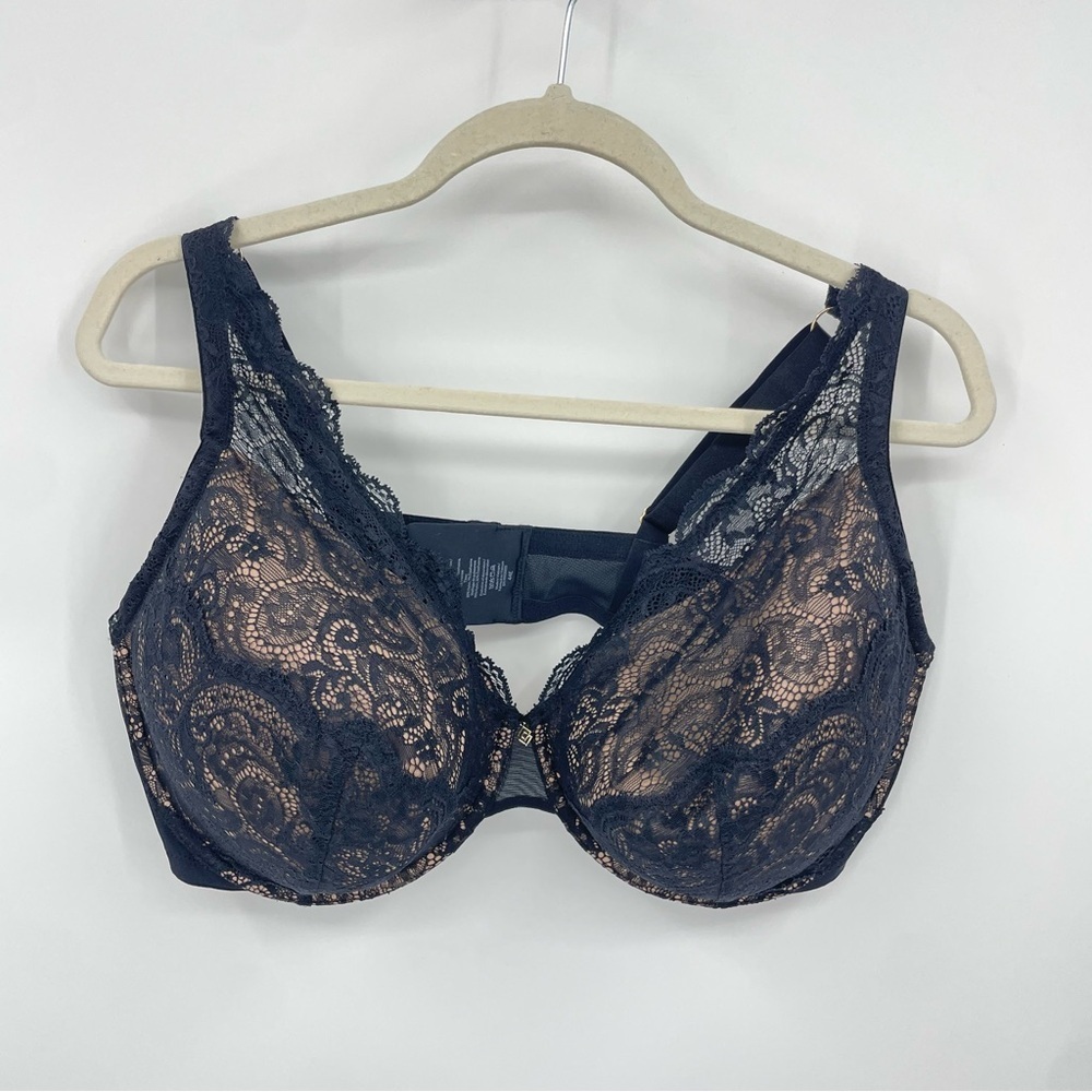 Thirdlove 24/7 lace contour plunge bra black nude 44E